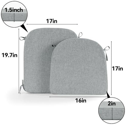 HOMBYS Kitchen Chair Back Cushion & Seat Cushion, Dining Room Chair Cushions,Seat Cushions for Kitchen Chairs,High Density Foam Seat Pad & Backrest,Chair Pads for Dinning Chair with Elastic Bands,grey