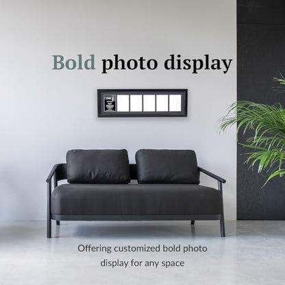 Creative Letter Art - 6 Opening 5x7 Black Picture Frame with 10x36-inch Black Mat Collage including Full Strength Glass, Alphabet Photography - color: 6 opening, size: Black w/ Black