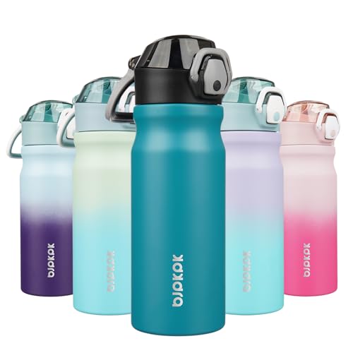 BJPKPK 18 oz Water Bottle with Straw & Handle, Insulated Stainless Flask | Leak Proof Locking Lid, Thermal, Double Wall Vacuum, Keeps Hot/Cold, BPA Free, Dishwasher Safe, Travel & Sports, Laguna - color: A-Laguna, size: 18 Ounces