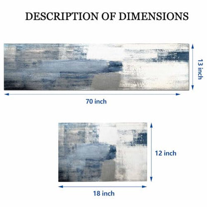Mcalk Dusty Blue Table Runner and Placemats Set of 6 Pieces, Pink Flower Placemats Modern Art,Abstract Art Cloth Place Mats Indoor for Kitchen,Washable Placemats Linen Material for Dining Table - color: 01grey and Blue