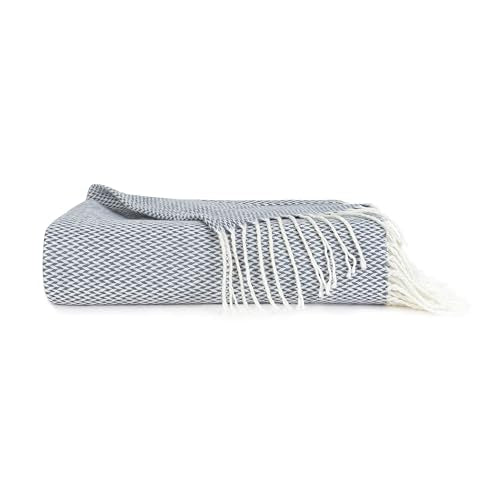 Merit Linens Herringbone Throw Blanket - One Size Dusk Blue - color: Herringbone Duskblue