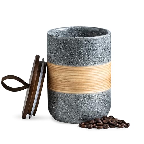 Miamolo Airtight Coffee Container, Ceramic Jar with Lid for Coffee Storage | Coffee Canister for Tea Sugar Salt & Cookie, Smooth Glaze | Elegant Kitchen Pantry Decor, Housewarming Gift | Grey & 28 fl.oz - color: Grey, size: 28 fl.oz