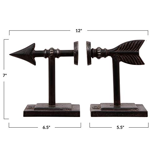 Creative Co-Op Bronze Arrow Shaped Cast Iron Bookends (Set of 2 Pieces) - color: Bronze