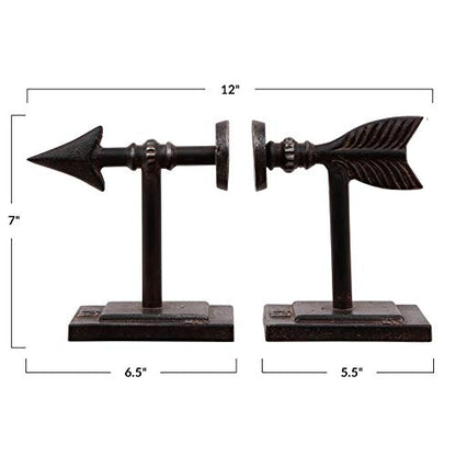 Creative Co-Op Bronze Arrow Shaped Cast Iron Bookends (Set of 2 Pieces) - color: Bronze