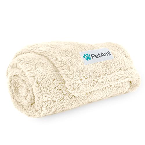 PetAmi Fluffy Sherpa Waterproof Dog Blanket for Small Pet Cat, 24x32 Beige | Soft & Warm & Washable; Leafproof Couch Sofa Protector for Small Medium Large Pet; Pee Proof Cover for Crate Kennel Car Seat - color: Beige, size: Small (24x32)