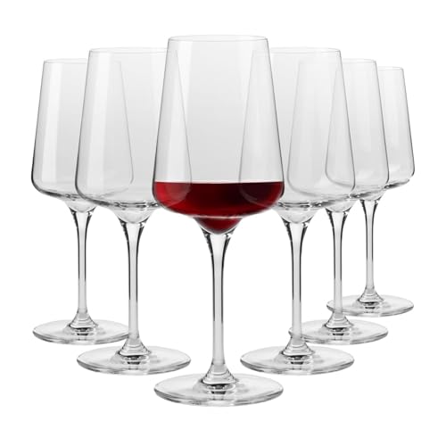 KROSNO Red Wine Glasses Set of 6, 16.9 oz, Infinity Collection | Wine Tumbler with Stem, Lead-Free Crystal Glassware, Drinking Glasses, Elegant Cups, Home & Restaurant, Dishwasher Safe - size: Red Wine 500 ml (Set of 6)
