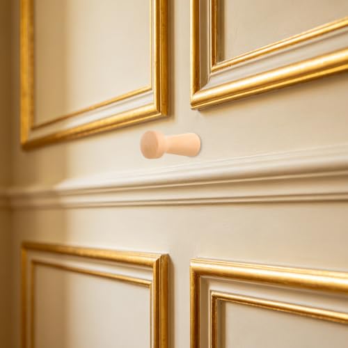 20pcs Wooden Coat Hooks with M4 Screws, Smooth Surface Multi-Purpose Wardrobe Wood Pegs for Bathroom Towel Racks and Entryway Organization, Rounded Bottom Design