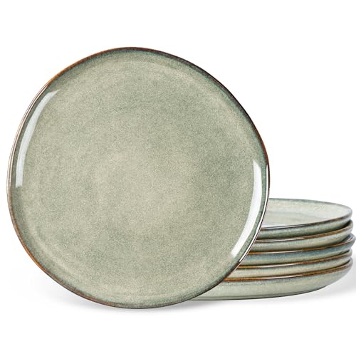 AmorArc Ceramic Plates Set of 6,8.5 Inch Stoneware Small Dinner Plates Set | Handmade Reactive Glaze Rustic Plates s for Dessert,Salad,Appetizer,Dinner ,Microwave & Dishwasher Safe,Scratch Resistant - color: Reactive Glaze, size: 8.5 Inch(6Pcs)