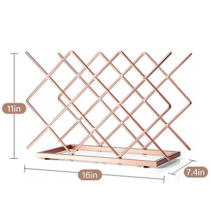 Countertop Wine Rack - 10 Bottle Freestanding Modern Rose Gold Metal Small Wine Rack - Tabletop Wine Holder Stand for Cabinet, Pantry, Wine Bottle Storage… - color: D-rose Gold 10btl