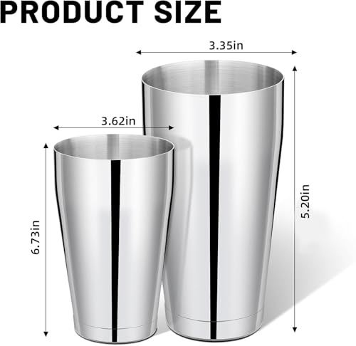 Mwellewm 8 Pcs Cocktail Shaker Boston Shaker Set Professional Bartender Kit Bar Stainless Steel Drink Shaker Bartending Martini Tin with 18oz & 28oz Mixed Alcohol Tool for Beginner(Silver) - color: Silver