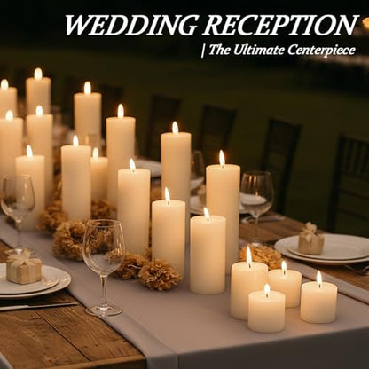 Ivroy Pillar Candles Bulk Set of 36，Hurricane Candles，3 Different Lengths 2 x 3/6/8 Inch (12 Each)，Dripless Unscented Smokeless，Gives You a Better Atmosphere When Organizing an Event Party. - color: 36 Flat-top, size: 2 x 3/6/8 Inch