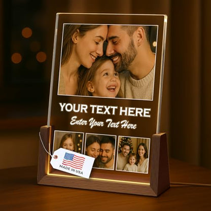 LOUISMIAA Customized Picture Frames with Night Light,Decorative Plaque Anniversary Birthday Mother’s Day Father’s Day Valentine’s Personalized Gifts Same Day Shipping - color: Style 01