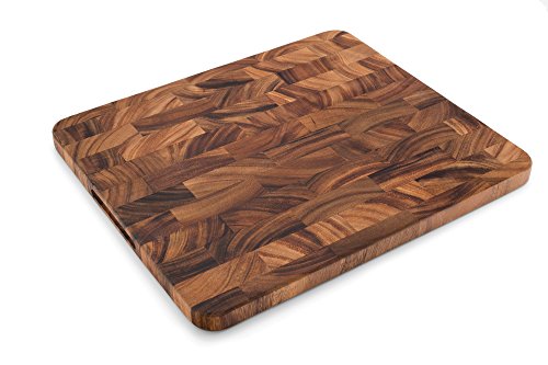 Ironwood Gourmet Oslo End Grain Utility Cutting Board, 14 x 16 Inches, Natural Acacia Wood - size: 15.8"L x 14"W