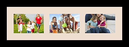 ArtToFrames Collage Photo Frame Single Mat with 3-4x6 Openings with Satin Black Frame and Alabaster mat. - color: 3 - 4x6 - (2136), size: Alabaster