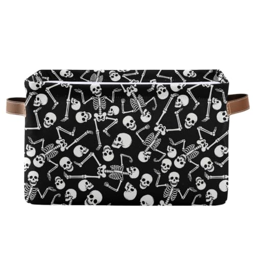 Skull Rectangular Storage Basket Organizer Bin Shelf Baskets For Clothes Gifts For Home Office Dorm - color: Skull