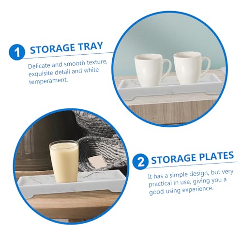 Bathroom Marble Tray Resin White Storage Organizer | Simple Design, Delicate Smooth Texture, Marbling Grain, Easy to Clean, for Home and Restaurant Use