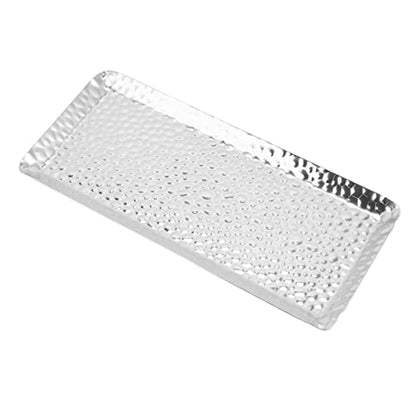 Hammered Tray, Stainless Steel Mirror Polished Serving Platter with Elegant Design, Perfect for Desserts and Fruits for Home Kitchen (Silver) - color: Silver