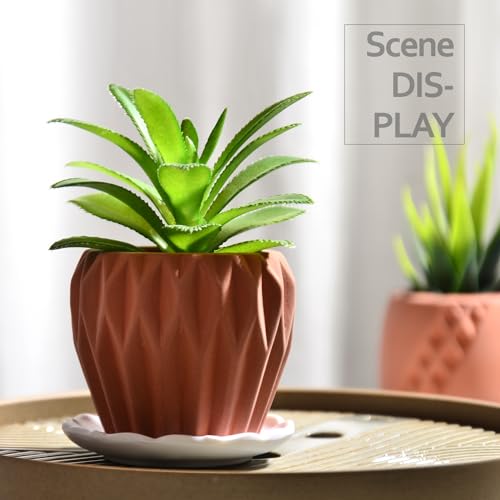 B SEPOR Ceramic Planters Handmade Mini Clay Flower Pot for Small Indoor Plant Succulent Cactus with Melamine Saucer Tray (Terracotta) - color: White Owls