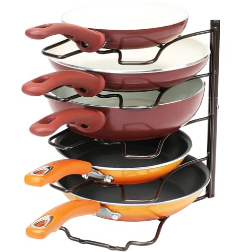 Deco Brothers Pan Organizer Rack for Kitchen Cabinet and Counter, Bronze - color: Bronze