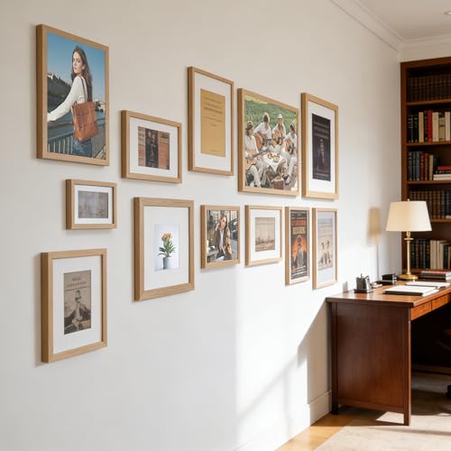 TONES FRAME DESIGN 8.5 by 11 Picture Frame Natural Solid Wood Veneer 8.5 x 11 Frame Set of 2 with Shatterproof Plexiglass, Wall Hanging Modern Wooden 8.5x11 Picture Frame for Diplomas Document Certificates - color: Natural, size: 8.5x11 - 2 Pack