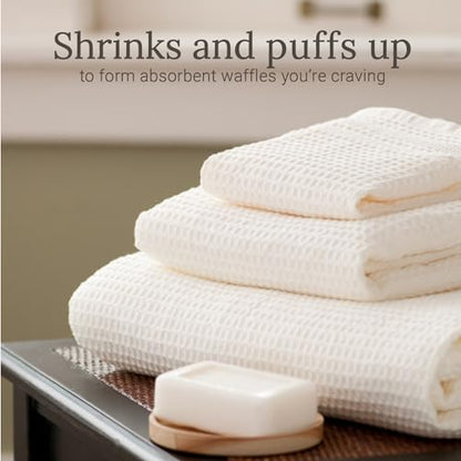 GILDEN TREE Waffle Towel Set Quick Dry Thin | 2 Bath Towels | 2 Hand Towels | 2 Washcloths, Classic Style (Cream) - color: Cream, size: Bath Towel Set