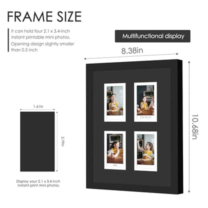 DUENPY 7.2x9.5 Polaroid 4 Opening Mini Frame Black | Polished Plexiglass Offers Clear View, Dedicated Frame to Display Your Favorite Instant Polaroid Prints - color: Black, size: 7.2x9.5（2x3 opening）