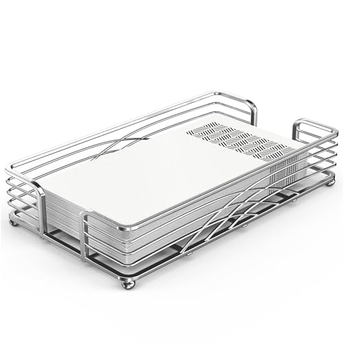 Guest Towel Holder Tray for Bathroom Countertop, Silver Metal | Guest Bathroom, Powder Room & Vanity Use - color: B - Silver Napkin Holder for Bathroom, size: Guest Towel Holder