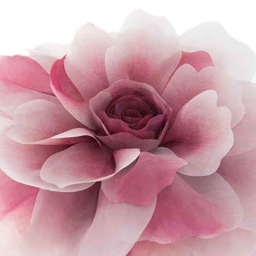 OiseauVoler 3D Peony Flower Decorative Throw Pillow with Insert Included | Handmade Cute Round Pillow Cushion Aesthetic for Couch Bed Home Decor Red Gradient 12 Inch