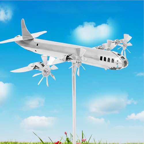 Metal Plane Garden Stake Decor, Unique Plane Garden Stake. Sturdy Metal Lawn & Patio Decor, Compact Housewarming Gift Art - color: Airplane