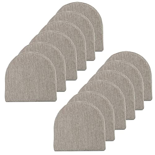 Sweet Home Collection Chair Cushions 100% High Density Memory Foam Pads U Shaped 17" x 16"Non Slip Skid Rubber Back Seat Cover, 4 Pack, Taupe (Pack of 3, 12 Count Total) - color: Taupe, size: 12 Count (Pack of 1)