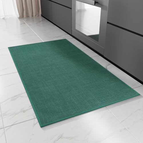 Hargiis Kitchen Rug, Rubber Non Slip Kitchen Rugs Washable, Absorbent Runner Mat for Floor, Machine Washable Standing Mats for in Front of Sink, Laundry, Entryway, Hallway (Dark Green, 36" × 24") - color: Dark Green, size: 36" x 24"