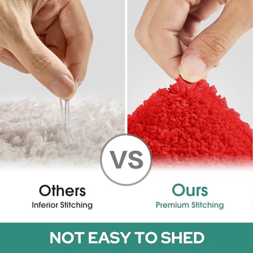 HOMEIDEAS Bathroom Rugs Sets 2 Piece, Super Soft and Absorbent Non Slip Microfiber Machine Washable Bath Mat Set (20"x32"+U20 x24, Red) - color: Loop- Red, size: 1'8" x 2'8" (20"x32"+U Shape 20"x24")