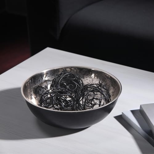 Hosley Metal Decorative Bowl Nickle & Black Finish, 10.25" Diameter – Perfect for Potpourri, LED Candles, Weddings, Centerpieces, Events & Home Décor - size: 10.25" Diameter x 1 count