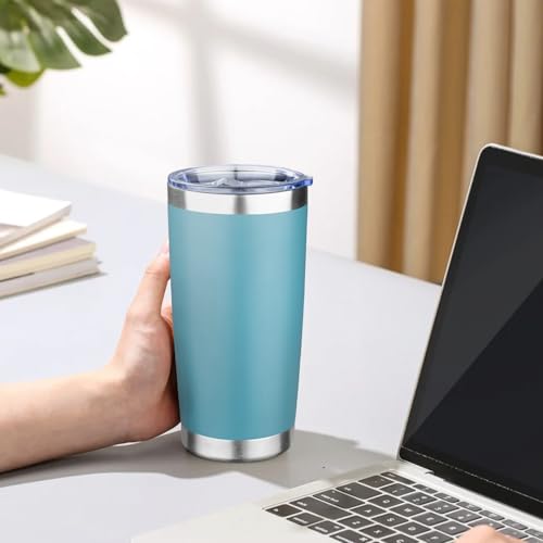 20oz Tumbler with Lid Double Wall Vacuum Insulated Travel Coffee Mug Stainless Steel Thermal Cup Powder Coated Sturdy Coffee Tumbler Bulk for Hot and Cold Beverages (Black-Glacier-Purple-White,4) - color: Black-Purple-Glacier-White, size: 20 Ounces (4 Pac
