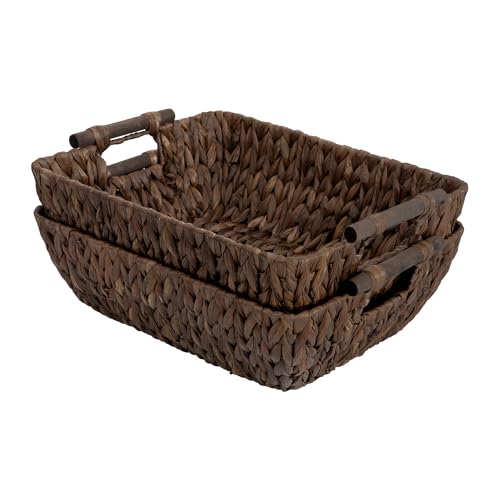 Storageworks Wicker Baskets For Shelves, Large Organizer Basket - color: Dark Brown(Water Hyacinth), size: Large