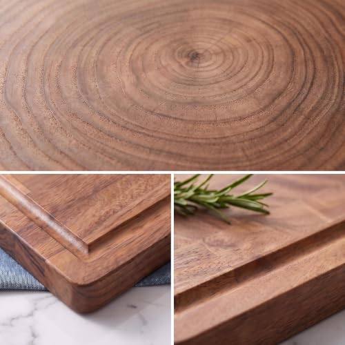 Walnut Wood Cutting Board with Juice Groove - Reversible Butcher Block, 14x10 Inch Large Charcuterie Board for Meat, Cheese, Bread - Non-Slip Kitchen Gift - size: 14"L x 10"W x 1"T