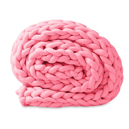 Chunky Knit Blanket (50 x 60 Inches) Warm Soft Cozy for Lounge Sofa & Bedroom, Handmade Knitted Yarn Throw Blanket (Pink, 1) - color: Pink