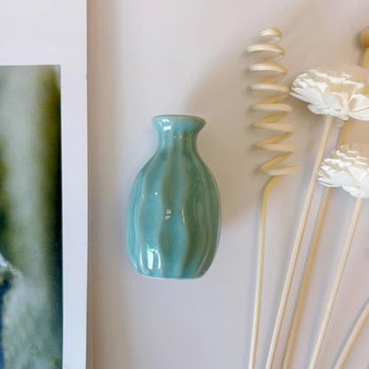 Ceramic Diffuser Bottle Set, 3PCS Spiral Flower Reed Ball Rattan Stick for Home Office Party Fragrance Aromatherapy Eucalyptus Oil