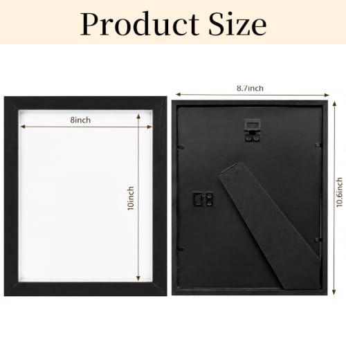 Shadow Box Frame 8"x 10" - 4 Pack Wood Deep Shadowbox with Glass Shadow Boxes Display Cases Suitable for Photos, Dried Flowers, DIY Crafts Medals Picture Frames for Wall Tabletop (Black) - size: 8x10-4pcs-black