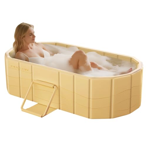 Portable Bathtub, Foldable Bathtub 47.2x21.6x19.6", Beige | Inflatable Bathtub Free Standing Tub with 2 Drain Ports, Space Saving, Hot Tub, Ice Bath Tub, Indoor Outdoor - color: Beige | Mode 1 | ‎‎47.2" x 21.6" x 19.6"