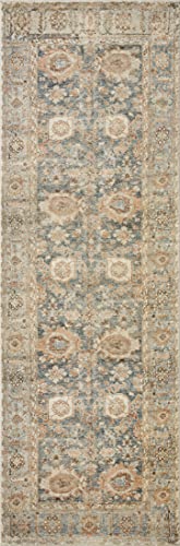 Loloi Margot Ocean/Spice 3'-6" x 5'-6" Accent Rug | MAT-03 CloudPile™ Printed Approx. 4x6 Blue Entryway Kitchen, Timeless, Classic, Plush, Luxurious, Accent Rug - color: Ocean / Spice, size: 3'6" x 5'6" (Rectangular)