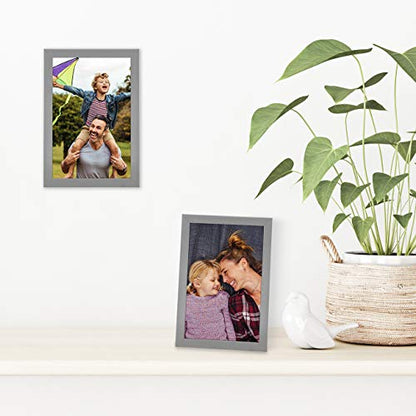 Americanflat 4x6 Picture Frame with Shatter-Resistant Glass - Streamline Collection - Thin Border Photo Frame for Tabletop and Wall Display - Hanging Hardware and Easel Stand Included - Silver | Shatter-resistant glass, wall or tabletop display with inclu