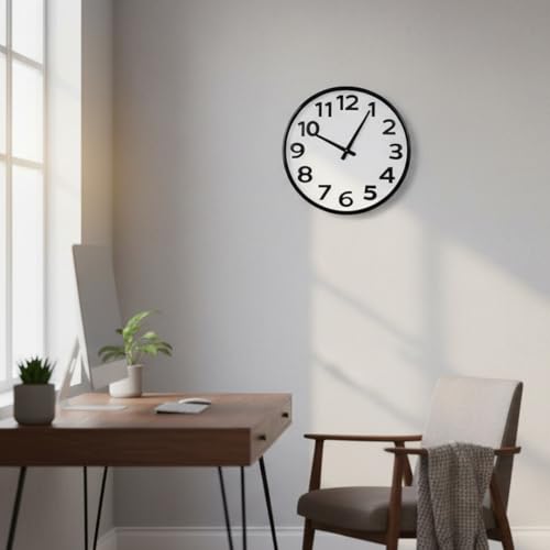 Crosstime 20 Inch Large Wall Clock - Big 3D Numbers Easy to Read, Battery Operated Silent Non-Ticking, Analog Quartz Round Clock - color: 20 Black