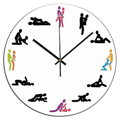 Valentine's Day Gift Wall Clock 10x10 Inch Bathroom PVC Wall Clocks Battery Operated Quartz Analog Quiet Modern Wall Hanging Round PVC Clock for Bedroom Laundry Room School - color: Style-6, size: 10x10in（black）