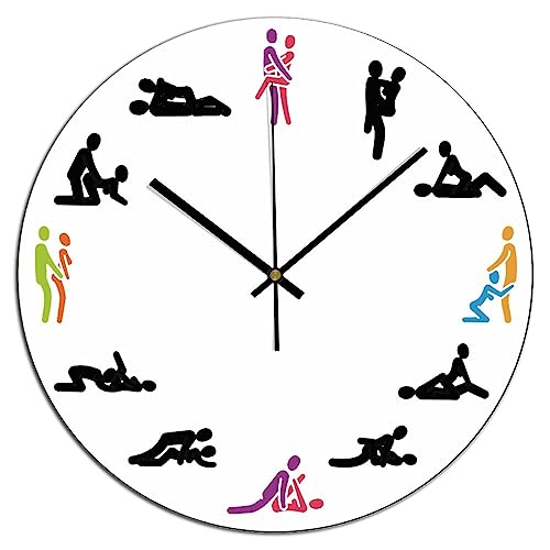 Valentine's Day Gift Wall Clock 10x10 Inch Bathroom PVC Wall Clocks Battery Operated Quartz Analog Quiet Modern Wall Hanging Round PVC Clock for Bedroom Laundry Room School - color: Style-6, size: 10x10in（black）