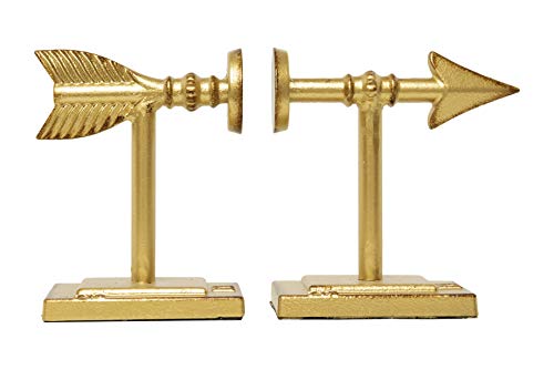 Creative Co-Op Decorative Cast Metal Arrow Bookends, Gold, Set of 2 - color: Gold