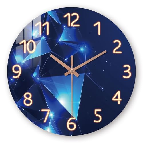 Large Wall Clocks for Living Room Decor - Analog 16 Inch Wall Clocks Battery Operated - Blue Silent Wall Clock Non Ticking for Bedroom Office Home Decor - color: Blue Geometry, size: 16 inch