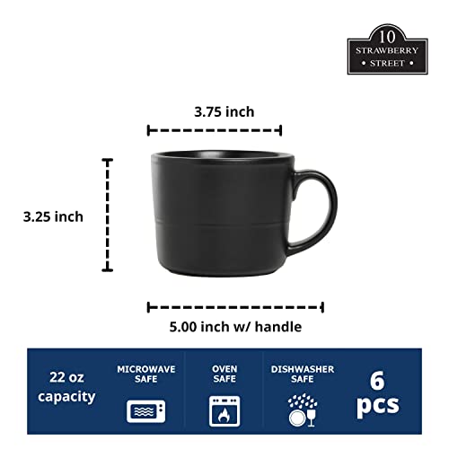 Double Line 3.75"/12 oz Mug, Set of 6, Matte Black - color: Matte Black, size: 12 Ounces