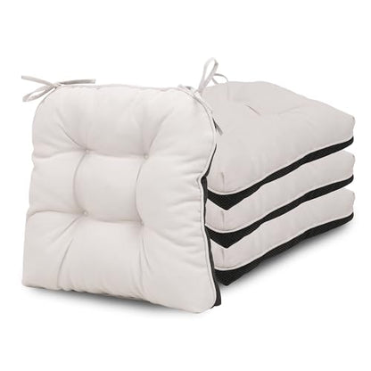 RACE LEAF Chair Cushions for Dining Chairs 4 Pack, Memory Foam Kitchen Chair Pads with Ties and Non-Slip Backing, Indoor Seat Cushions Tufted 15.5" X 15.5" Beige - color: Beige