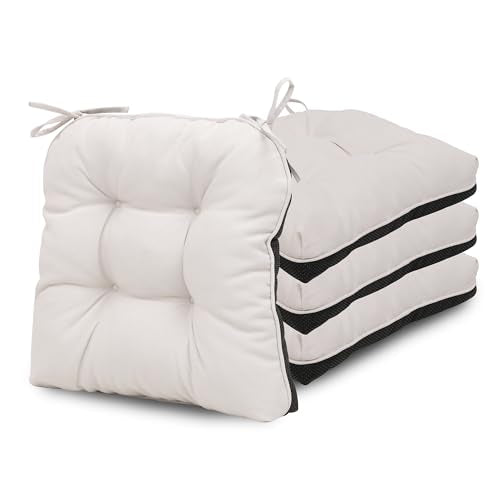 RACE LEAF Chair Cushions for Dining Chairs 4 Pack, Memory Foam Kitchen Chair Pads with Ties and Non-Slip Backing, Indoor Seat Cushions Tufted 15.5" X 15.5" Beige - color: Beige